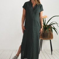 Robe tunique de plage en lin à col V BENUE