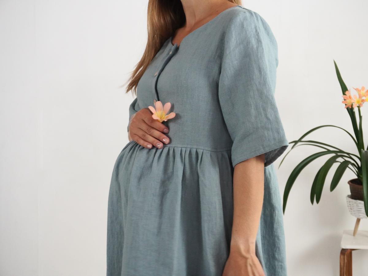 Robe bohème de grossesse et d’allaitement en lin à taille empire NARMADA