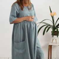Robe bohème de grossesse et d’allaitement en lin à taille empire NARMADA