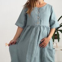 Robe bohème de grossesse et d’allaitement en lin à taille empire NARMADA
