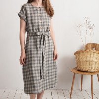 Robe chemise midi en lin à ceinture LIMPOPO
