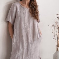 Robe tunique en lin à fentes latérales PUTUMAYO