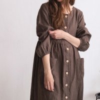 Robe en lin boutonnée à manches longues GEORGINA