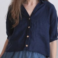 Veste courte en lin boutonnée JURUA