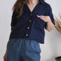 Veste courte en lin boutonnée JURUA