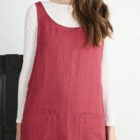 Robe tablier en lin à volant ORINOCO