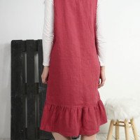 Robe tablier en lin à volant ORINOCO