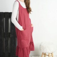 Robe tablier en lin à volant ORINOCO