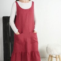 Robe tablier en lin à volant ORINOCO