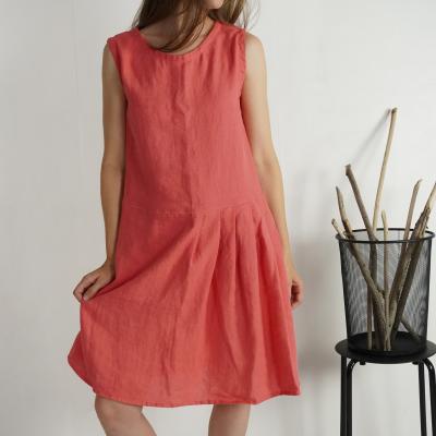 Robe asymétrique en lin sans manches MADREDE