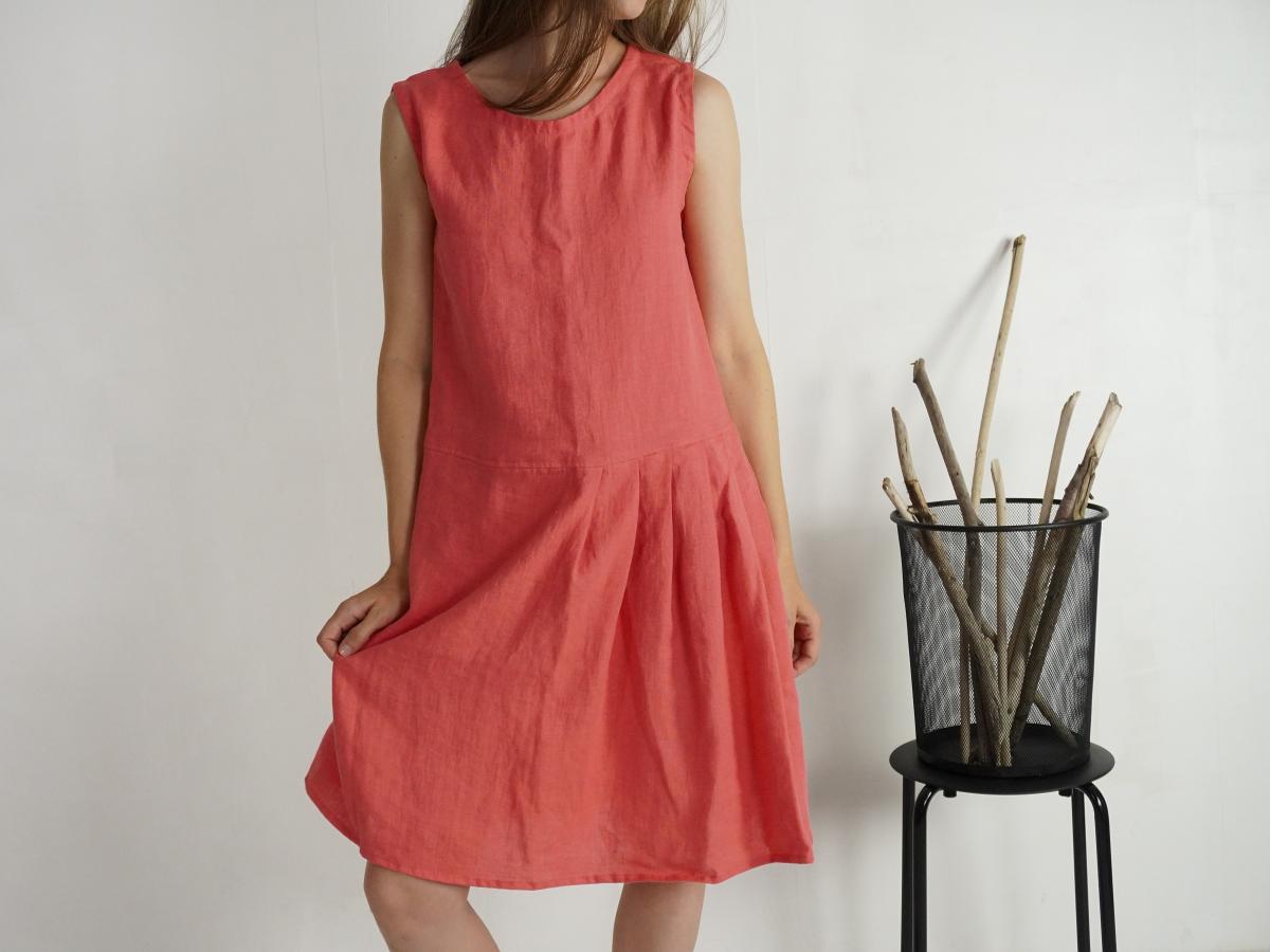 Robe asymétrique en lin sans manches MADREDE