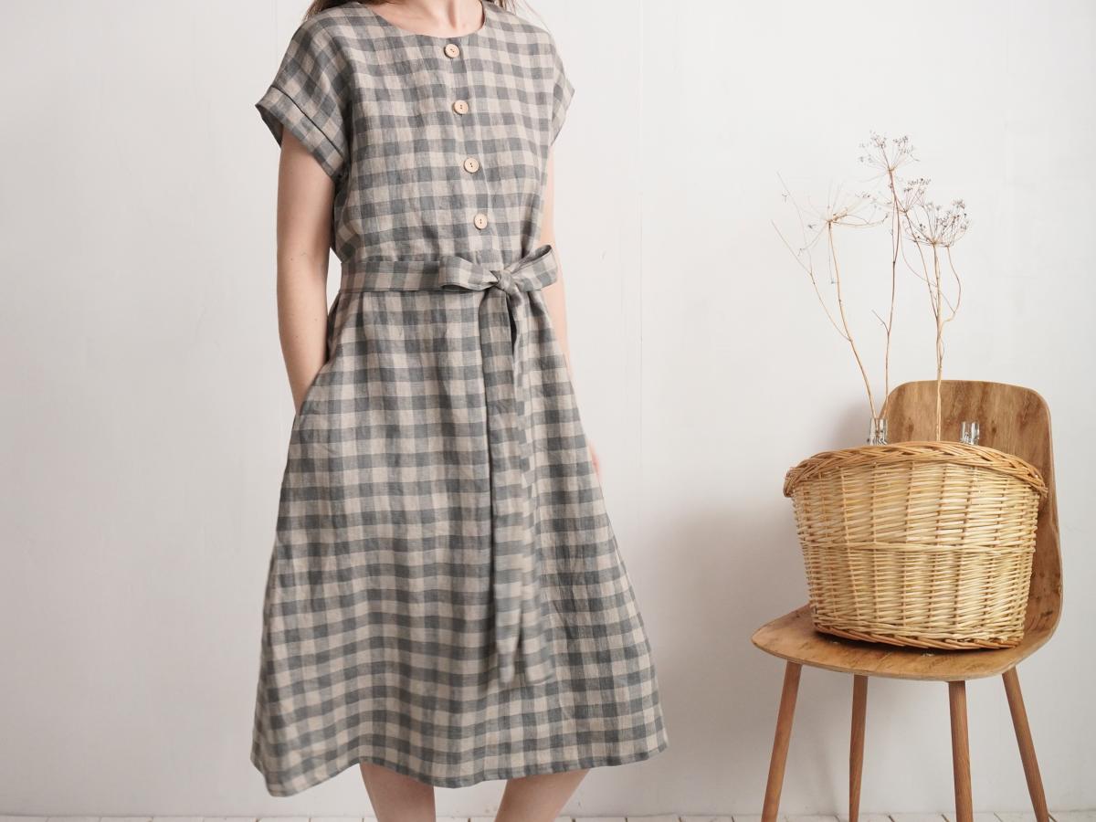 Robe chemise midi en lin à ceinture LIMPOPO