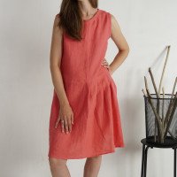 Robe asymétrique en lin sans manches MADREDE