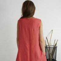 Robe asymétrique en lin sans manches MADREDE