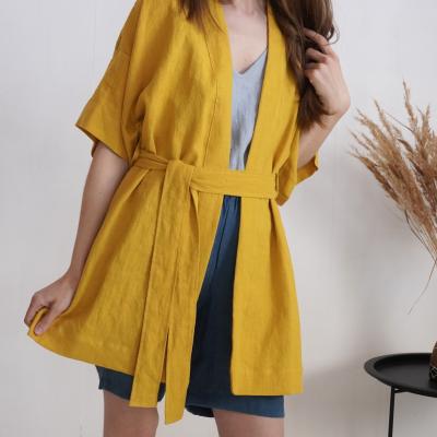 Veste kimono en lin à ceinture XINGU