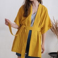 Veste kimono en lin à ceinture XINGU