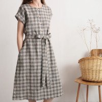 Robe chemise midi en lin à ceinture LIMPOPO