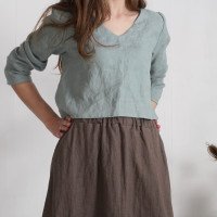 Blouse courte en lin à col V DNIESTER
