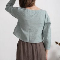 Blouse courte en lin à col V DNIESTER