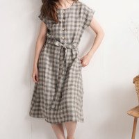 Robe chemise midi en lin à ceinture LIMPOPO