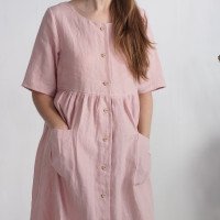 Robe d’allaitement en lin boutonnée à manches mi-longues TENNESSEE