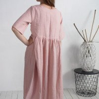Robe d’allaitement en lin boutonnée à manches mi-longues TENNESSEE