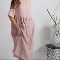 Robe d’allaitement en lin boutonnée à manches mi-longues TENNESSEE