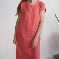 Robe longue en lin à manches courtes HUALLAGA