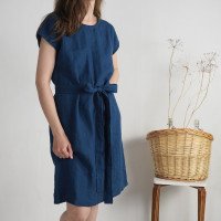 Robe midi en lin à ceinture SENEGAL