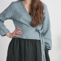 Blouse cache-cœur en lin à manches longues DNIEPER
