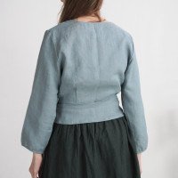Blouse cache-cœur en lin à manches longues DNIEPER