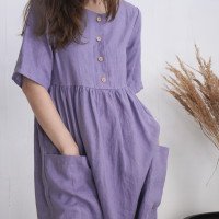 Robe bohème en lin à taille empire NARMADA