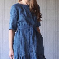 Robe longue bohème en lin, dos plus long et ceinture NERIS