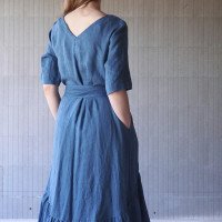 Robe longue bohème en lin, dos plus long et ceinture NERIS