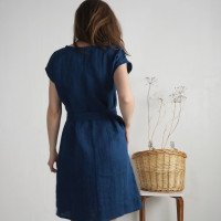 Robe midi en lin à ceinture SENEGAL