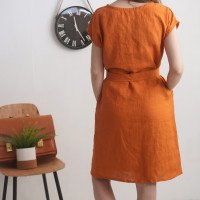 Robe midi en lin à ceinture SENEGAL
