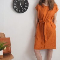 Robe midi en lin à ceinture SENEGAL