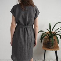 Robe midi en lin à ceinture SENEGAL
