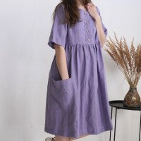 Robe bohème en lin à taille empire NARMADA