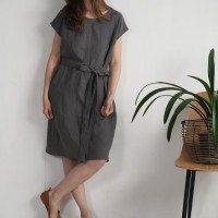 Robe midi en lin à ceinture SENEGAL