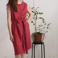 Robe midi en lin sans manches à ceinture GANGES