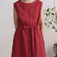 Robe midi en lin sans manches à ceinture GANGES
