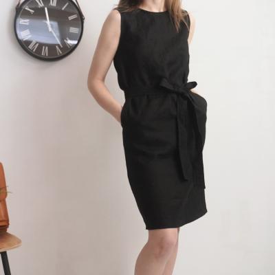 Robe midi en lin sans manches à ceinture GANGES