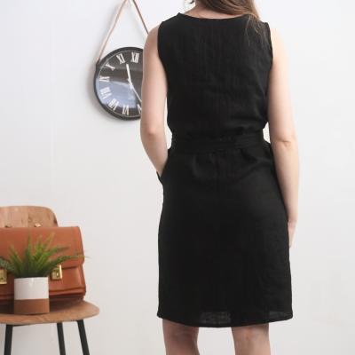 Robe midi en lin sans manches à ceinture GANGES