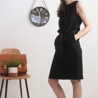 Robe midi en lin sans manches à ceinture GANGES