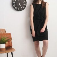 Robe midi en lin sans manches à ceinture GANGES