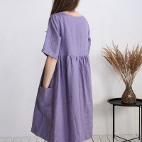 Robe bohème en lin à taille empire NARMADA