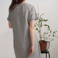 Robe midi en lin à col V et poches INDUS