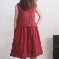 Robe midi en lin sans manches à fronces JUBBA