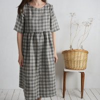 Robe longue bohème en lin à taille empire COLORADO